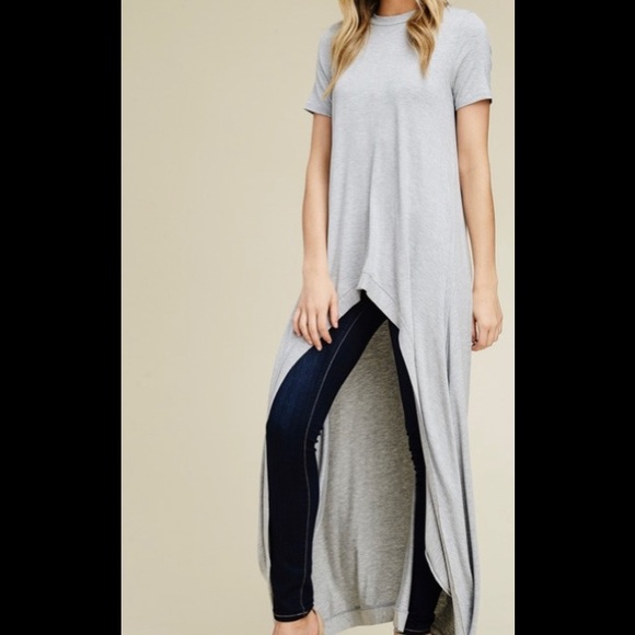 Tops - New Plus Size Grey Hi Low Maxi Blouse Tops - New Plus Size Grey Hi Low Maxi Blouse